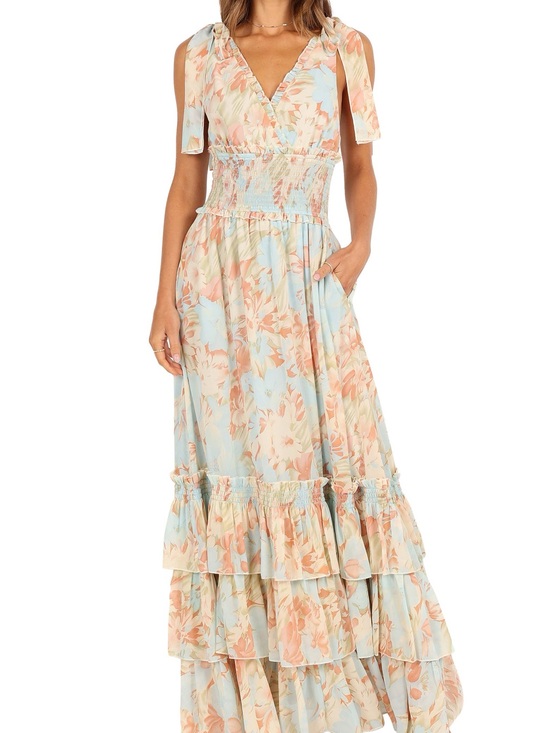 Petal & Pup Dresses & Skirts - Petal and Pup Christabel Floral Print Sleeveless Tiered Maxi Dress size M